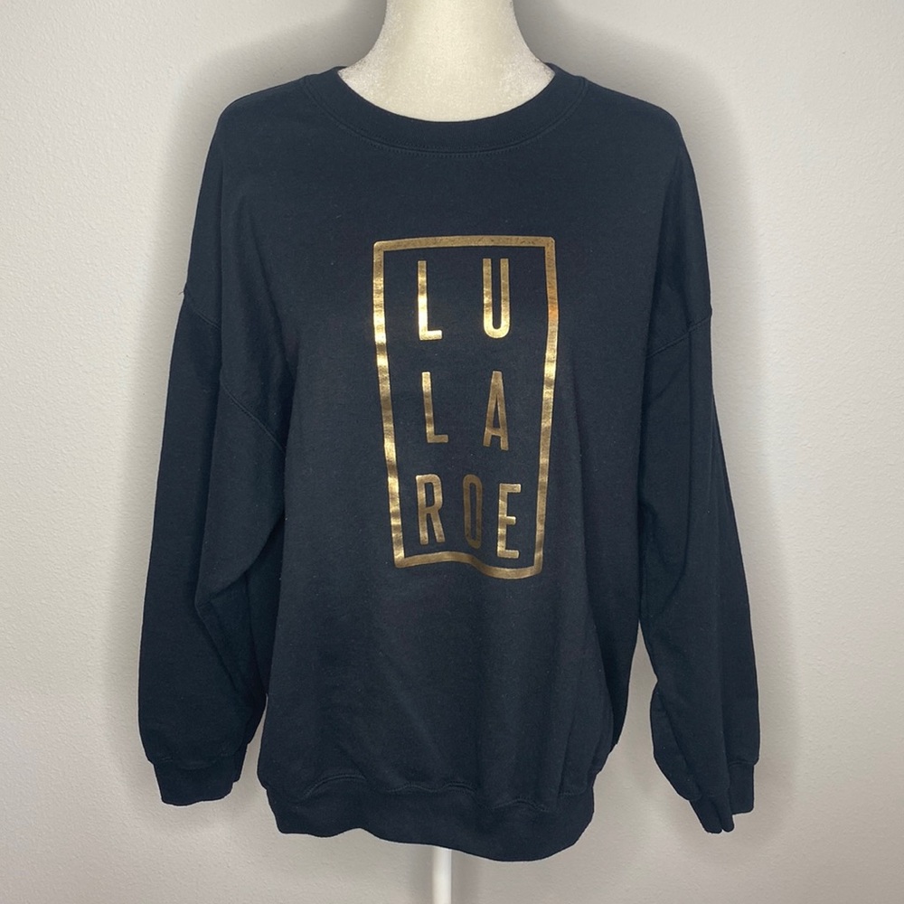 Lularoe black and gold crew neck sweatshirt